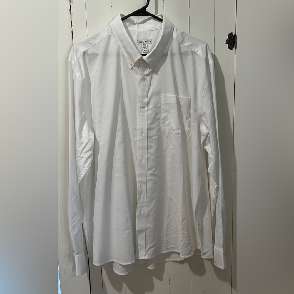 Men’s XL White button up shirt by George.
